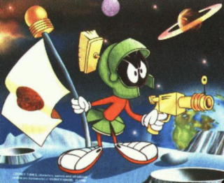 Marvin holding laser gun